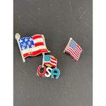 Set Of 3 USA Flag Enamel Lapel Pins Patriotic Design Gold Photo 3