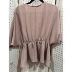 Entro  V Neck Dolman Sleeve Peplum Blouse Pink Size Large Wrinkle Texture Photo 5