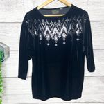 Bob Mackie Wearable Art Black Velvet & Sparkle Sequin Sweater Top Blouse Size XS Photo 8