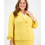Le Suit  Plus Size Three-button Tie-cuff Jacket & Flounce-hem Yellow Skirt Set 18 Photo 2