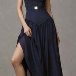Anthropologie NWT Hutch Drop-Waist Maxi Dress $238 SIZE 6 Blue Belted Photo 0