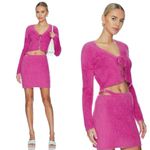 NWT JONATHAN SIMKHAI Paytra Fuzzy Knit Mini Skirt in Hot Pink Photo 4