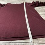 Loft Casual Knit Shirt Blouse Top Crewneck Tie Slit Mid Sleeves Burgundy XXS 2XS Photo 10