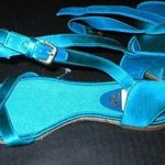 Elie Tahari New $298 Womens Satin Strap Sandals 7 Shoes Blue Leather Flats Desig Photo 0