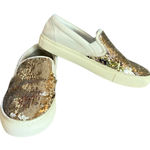 Tory Burch Carter Slip On Sneaker Womens 8M Reversible Sequin Calf Leather White Photo 0