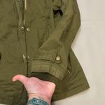Miss London Olive Green Hooded Utility Jacket Women's XL Zip Snap Pockets Photo 2