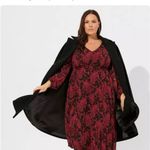 Torrid  Burgundy Paisley Tea Length Clip Dot Open Back A-Line Dress Plus Size 1X‎ Photo 3