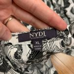 NYDJ Women's XL Floral Print Blouse 3/4 Sleeve Button Front Black White Workwear Photo 4