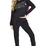 Juicy Couture French Terry Crew Neck Crop Sweatshirt Crown Womens Black L Photo 11