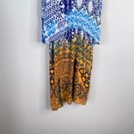 Raga  Blue Yellow Tank Mini Dress Beachy Boho Summer Size Medium Tribal Photo 3