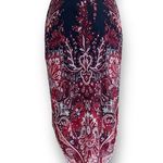 Vintage 90s Skirt Asymmetrical Burgundy Navy Blue Semi Sheer Boho Paisley Print Red Size M Photo 3