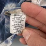 Kori America Womens Tie Dye Line Blend Button Down Shirt Blue White Tunic Medium Photo 4