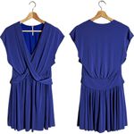 Free People Cupro Mini Dress Women's Small Blue Sleeveless V-Neck Vacation Flowy Photo 2