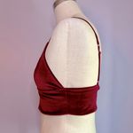 Sexy Velvet Burgundy V Neck Cropped Bra Top Size Large Red Photo 1
