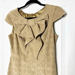 EVA FRANCO Size 4 Taupe Faux Suede‎ Sheath Dress Perforated Floral Print Brown Photo 1