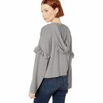 BB Dakota  Gray Drop Shoulder Ruffle Long Sleeve Pullover Hoodie‎ Size XS Photo 4