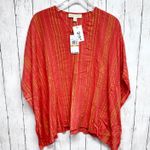 Michael Kors New Michael Top Women Size Small Red Metallic Kimono Swim Coverup Photo 0