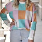 Colorful Checkered Sweater Size L Orange Size L Photo 0