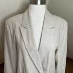 Old Navy  Blazer Womens Medium Beige Linen Blend Double Breasted Oversized Photo 4