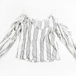 Parker Long Sleeve Off The Shoulder Flirty Ruffle Ultra Soft Striped Blouse Top Photo 0