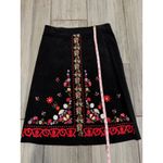 CLIO Skirt Womens 6 Small Black Embroidered A Line Pencil Vintage Cottagecore Photo 4