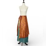 Vintage Reversible Sari Layered Wrap Maxi Skirt Bohemian Multicolor Fabrics OS Size undefined Photo 1