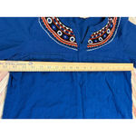 Rini Blue Embroidered Boho Tunic Dress XL Cotton V Neck 3/4 Sleeve Hippie Photo 6