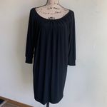 Norma Kamali Kamali Kulture Shirred Neckline Solid Black Dress Photo 4