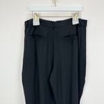 Eileen Fisher  Silk Georgette Crepe Black Pants Pockets Tapered Ankle Large NWT Photo 10