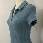 Madewell New Small Teal Blue Short Sleeve Ribbed Polo Knit Mini Dress Photo 9