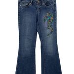 l*space Girls Y2K Jeans Peacock Embroidery Womens Size 5 28" Waist Low Rise Photo 0