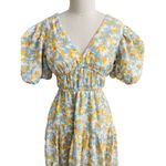 Hyacinth House Pauline Floral Puff Sleeve Midi Dress – Blue & Orange – XS Photo 1