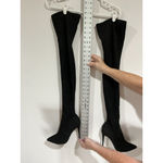 Woman’s Dominique Size 7.5 Black Faux Suede Stiletto Heel Otk Tall Boots 702 Photo 2