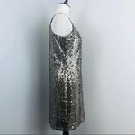 Sabine Metallic Gold Mosaic Sequin Mini Party Dress Medium NEW Spaghetti Straps Black Photo 2