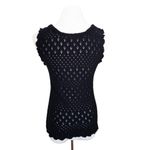 Maje Bow Crochet Eyelet Sleeveless Crew Neck Sweater Top Black 1 (US Small) Photo 1