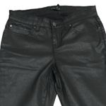 Eileen Fisher Waxed Skinny Jeans Black Coated Organic Cotton Denim Size 4P Photo 2