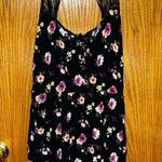 Forever 21 Black Floral Lace-Back Sundress Side Pockets Size L Feminine Boho Photo 0