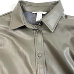 H&M Faux Leather Olive Green Shacket Photo 2