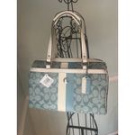 Coach F14478 Heritage Stripe Signature Handbag Blue/Ivory NEW WITH TAGS Photo 4