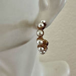 Gold tone faux pearl hoop earrings Photo 0