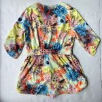 Gianni Bini floral Erynn Romper foam bouquet v neck waist tie size large Photo 1