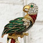 Vintage Unsigned Enamel Parrot Bird Brooch NOS Red Photo 3