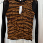 DKNY  Animal Print‎ Mesh Long Sleeve Top Size Small Photo 0