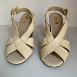 Louise et Cie  White Leather Slingback Sandals Size 8M  Block Heel Crisscross Photo 5
