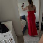 Amazon Red Ruched Strapless satin Gown size XL Photo 4