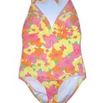 Lilly Pulitzer One Piece Swimsuit Pink Yellow Floral Halter Top Size Small Photo 0