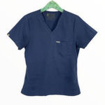 FIGS  Catarina One Pocket Scrub Top Blue Stretch Workwear Essentials Small Photo 0