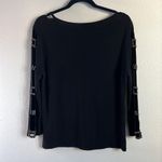 EUC Attitude Bedazzled Cut Out Peekaboo Black Silver Top sz XL Photo 5