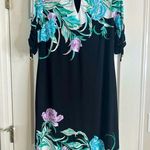 JM Collection Women’s floral dress with ruched sleeves, size medium Photo 0