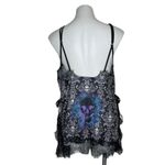 None SKULLS Lingerie Nighty Black White Purple Blue High Side Opening Lace Size XL Photo 1